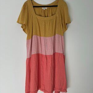 Umgee Yellow, Pink, and Coral Mini Dress